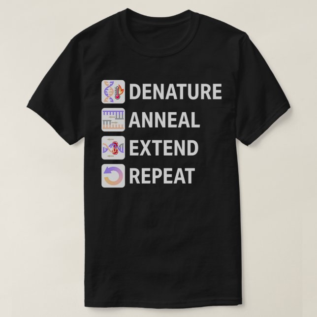 PCR-Schritte Polymerase-Kettenreaktion T-Shirt (Design vorne)