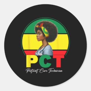 Pct Patient Care Technician Afro Schwarze Geschich Runder Aufkleber