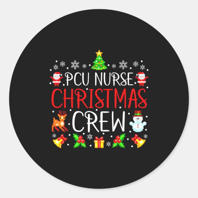 Pcu Nurse Christmas Crew Matching Xmas  Runder Aufkleber (Vorderseite)