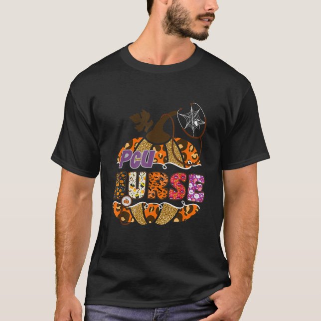 PCU Nurse Halloween Pumpkin Leopard Progressive Ca T-Shirt (Vorderseite)