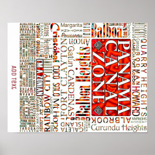 PCZ - Lage der Panamakanale-Zonen mit Mola-Design Poster
