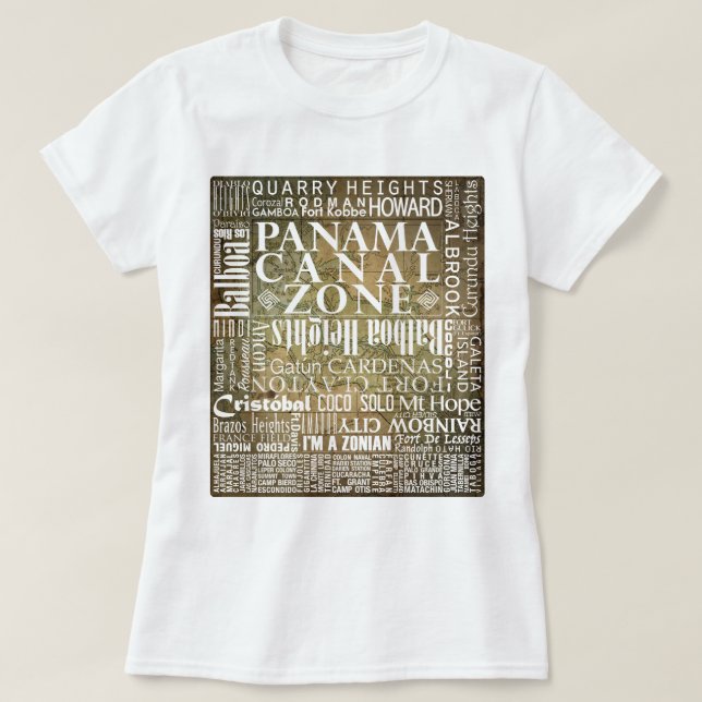 PCZ - Panama Canal Zone Locations mit BG Map T-Shirt (Design vorne)