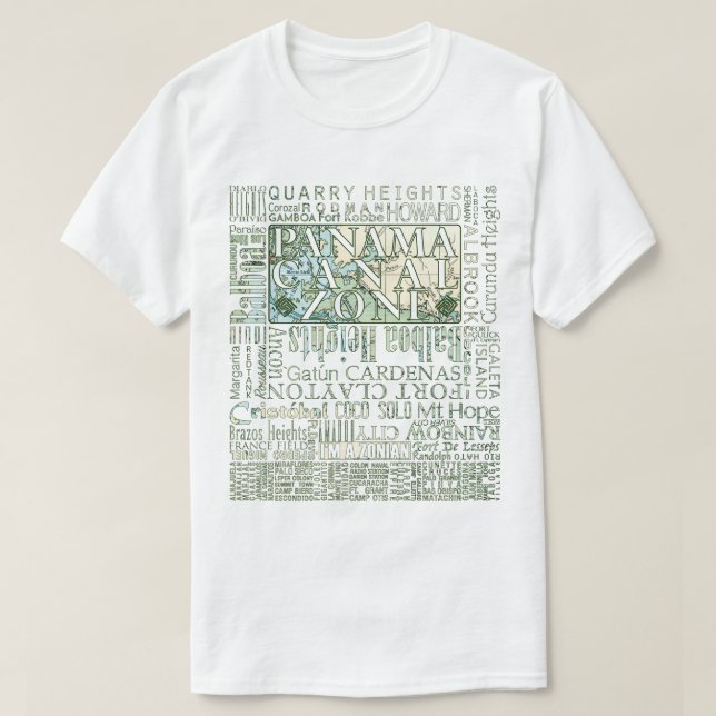 PCZ - Panama Canal Zone Locations mit Karte T-Shirt (Design vorne)