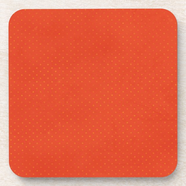 pd16red BRIGHT ORANGE POLKA DOT PATTERN RETRO TEMP Untersetzer (Vorderseite)