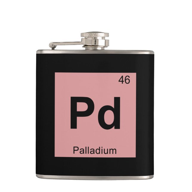Pd - Palladium Chemistry Periodisches Tabellensymb Flachmann (Vorderseite)