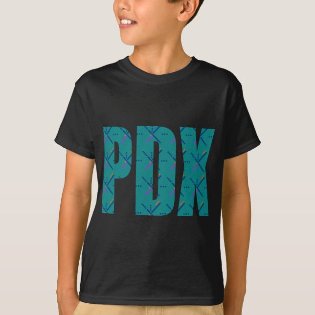 PDX beschriftet Portland-Flughafen-Teppich T-Shirt (Vorderseite)