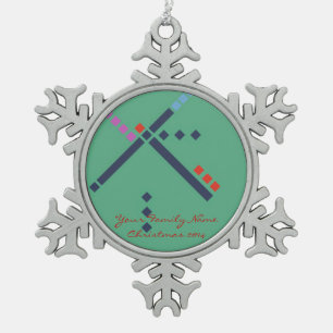 PDX Flughafen-Teppich Schneeflocken Zinn-Ornament