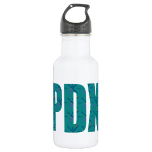 PDX Portland Flughafen-Teppich-Text Trinkflasche