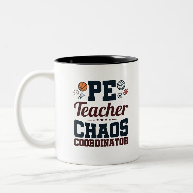 PE Lehrer Chaos Koordinator Zweifarbige Tasse (Links)