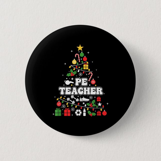 Pe Physical Education Teacher Christmas Tree Women Button (Vorderseite)