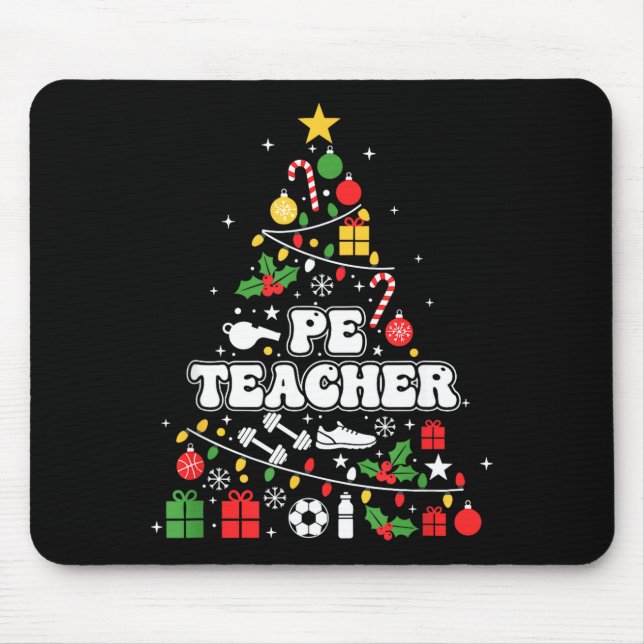 Pe Physical Education Teacher Christmas Tree Women Mousepad (Vorne)