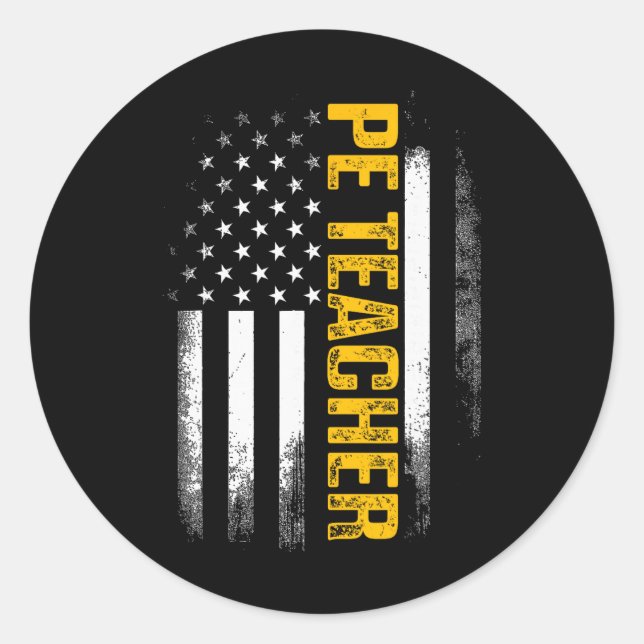 Pe Physical Education Teacher Flag Gifts Men Women Runder Aufkleber (Vorderseite)