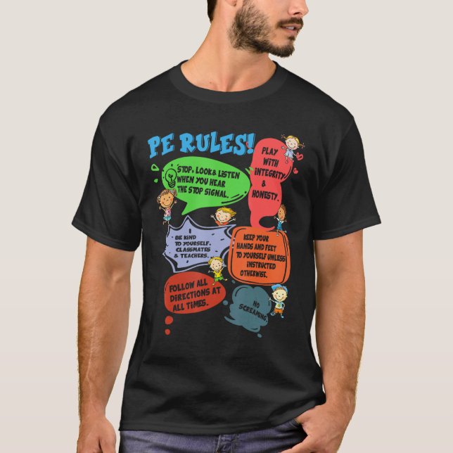 PE Rules Physical Education Teacher Back To School T-Shirt (Vorderseite)