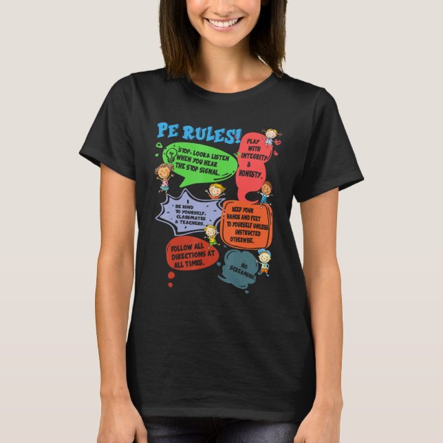 PE Rules Physical Education Teacher Back To School T-Shirt (Vorderseite)