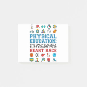 PE Teacher Phys Ed Gym Trainer Herzrasen Post-it Klebezettel