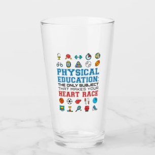 PE Teacher Phys Ed Gym Trainer Herzrennen Glas