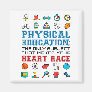PE Teacher Phys Ed Gym Trainer Herzrennen Magnet