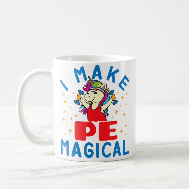 Pe Teacher Unicorn I Make Pe Magical Gym Coach Kaffeetasse (Links)