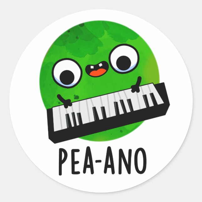 Pea-ano Funny Music Veggie Pea Pun Runder Aufkleber (Vorderseite)