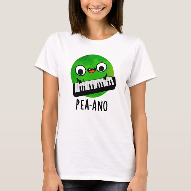 Pea-ano Funny Music Veggie Pea Pun T-Shirt (Vorderseite)