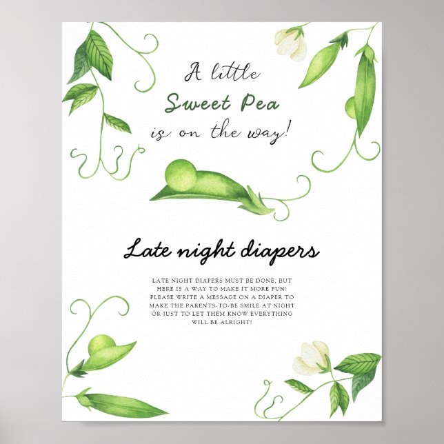 Pea baby Dusche - Spate night diaper game Poster (Vorne)