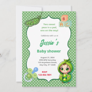 Pea Baby Shower Einladung