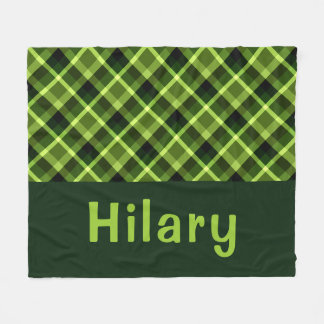 Pea Green Kariert Monogram Medium Fleece Blanket
