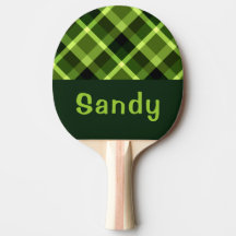 Pea Green Kariert Monogram Ping Pong Paddle