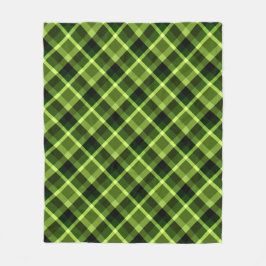 Pea Green Kariert Pattern Medium Fleece Blanket