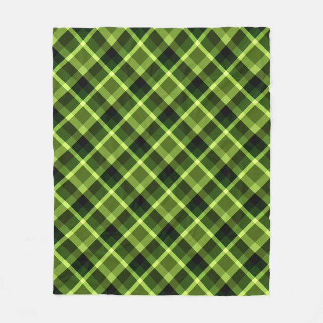 Pea Green Kariert Pattern Medium Fleece Blanket (Vorderseite)
