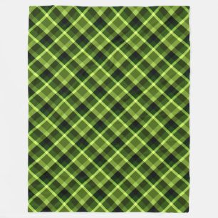 Pea Green Karierte Muster Große Fleece Blanka