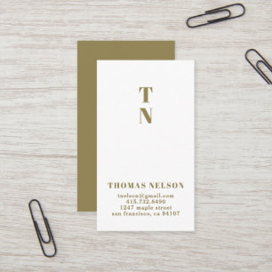 Pea Green Simple Minimalistisch Monogram Visitenkarte