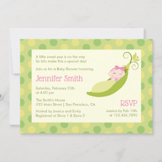 Pea in a Pod Baby Shower Einladung - Mädchen