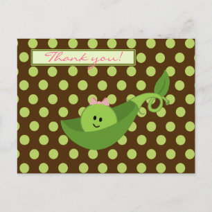 Pea in a Pod Girl Baby Dusche Danke Postkarte