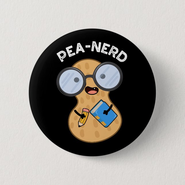 Pea-Nerd Funny Nerd Peanut Pun Dark BG Button (Vorderseite)