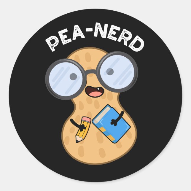 Pea-Nerd Funny Nerd Peanut Pun Dark BG Runder Aufkleber (Vorderseite)