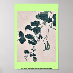 Pea-Pflanze mit Weinrebe und Blüten Kanemori Poster
