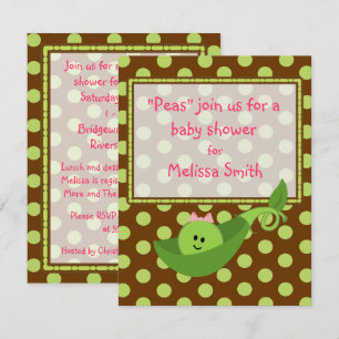 Pea Pod auf Polka Dots Girl Babydusche Einladung