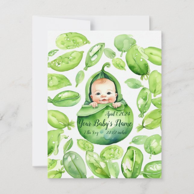 Pea Pod Precitness Geburtserklärung Feiertagskarte (Vorderseite)