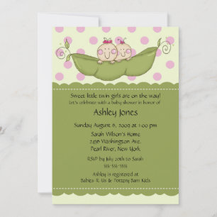 Pea Pod Twin Girls Baby Shower Einladungen