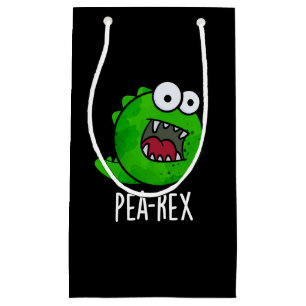 Pea Rex Funny Dinosaur Veggie TRex Pun Dark BG Kleine Geschenktüte