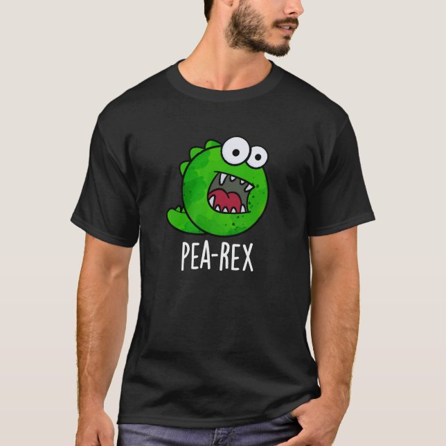Pea Rex Funny Dinosaur Veggie TRex Pun Dark BG T-Shirt (Vorderseite)