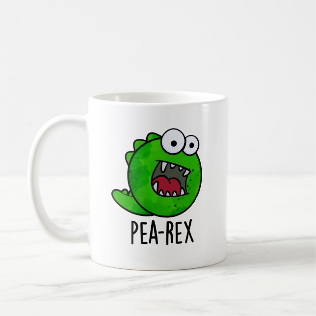 Pea Rex Funny Dinosaur Veggie TRex Pun Kaffeetasse (Links)