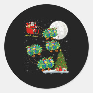 Pea Santa Sleigh Flying Funny Magazine Runder Aufkleber