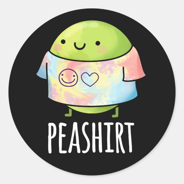 Pea Shirt Funny Veggie Pea TShirt Pun Dark BG Runder Aufkleber (Vorderseite)
