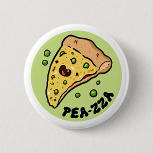 Pea-zza Niedlich Pizza Gemüse Pun Button Button