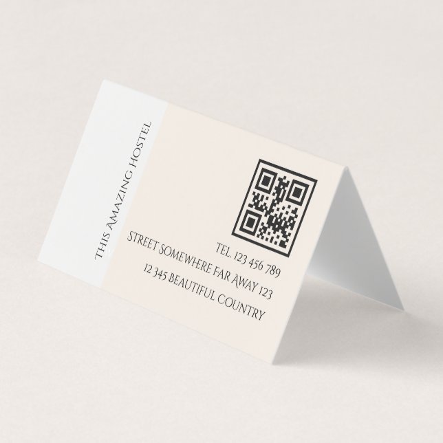 Peac Elegant Hostel Minimal QR Code Review Visitenkarten (Vorderseite)
