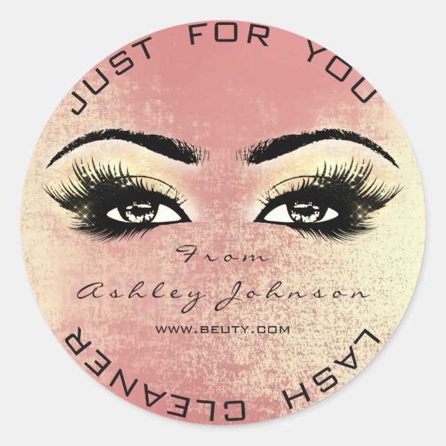 Peac Rose Beauty Glitzer Peach Lash Makeuaner Runder Aufkleber (Vorderseite)