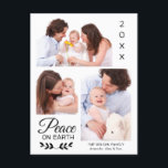 Peace 3 Foto Collage Personalisierte Familie Feiertagspostkarte<br><div class="desc">Peace 3 Family Foto Collage Personalisierte Weihnachtspostkarte</div>