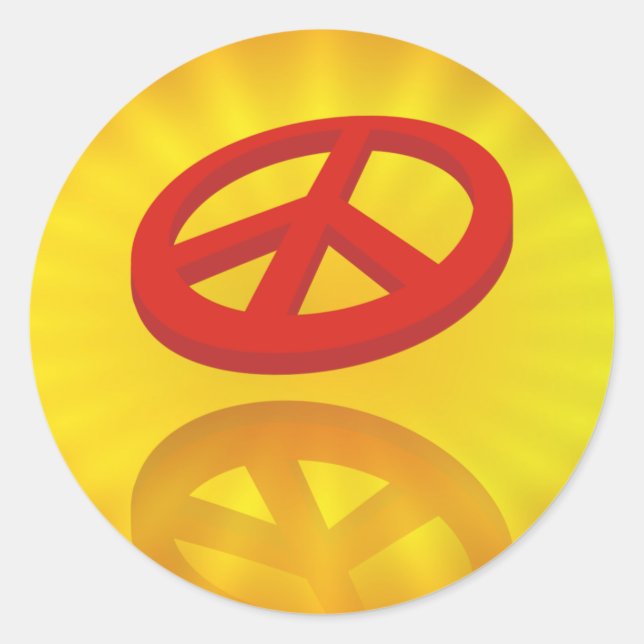 Peace 3D / Reflexion | gelb Runder Aufkleber (Vorderseite)
